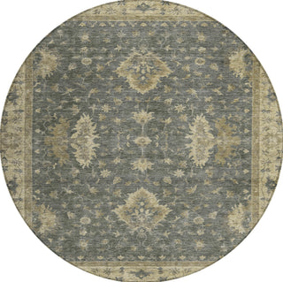 Piper Looms Chantille Border ACN1739 Gray Machine Washable Area Rug Round Main Image