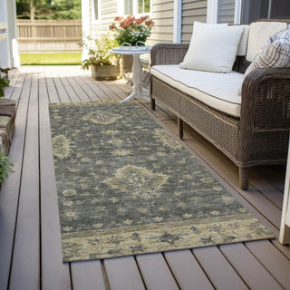 Piper Looms Chantille Border ACN1739 Gray Machine Washable Area Rug Runner Outdoor Lifestyle Image Feature