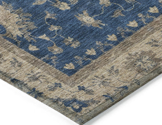 Piper Looms Chantille Border ACN1739 Navy Machine Washable Area Rug Corner Image