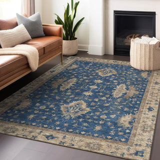 Piper Looms Chantille Border ACN1739 Navy Machine Washable Area Rug Lifestyle Image Feature
