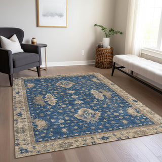 Piper Looms Chantille Border ACN1739 Navy Machine Washable Area Rug Lifestyle Image Feature