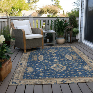 Piper Looms Chantille Border ACN1739 Navy Machine Washable Area Rug Outdoor Lifestyle Image Feature