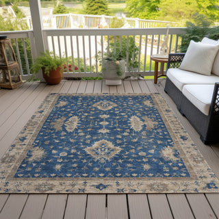 Piper Looms Chantille Border ACN1739 Navy Machine Washable Area Rug Outdoor Lifestyle Image Feature