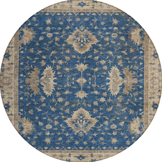 Piper Looms Chantille Border ACN1739 Navy Machine Washable Area Rug Round Main Image