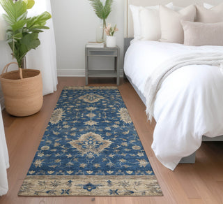 Piper Looms Chantille Border ACN1739 Navy Machine Washable Area Rug Runner Lifestyle Image Feature