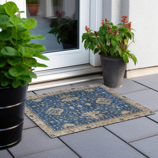 Piper Looms Chantille Border ACN1739 Navy Machine Washable Area Rug Scatter Outdoor Lifestyle Image Feature