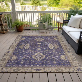 Piper Looms Chantille Border ACN1739 Purple Machine Washable Area Rug Outdoor Lifestyle Image Feature
