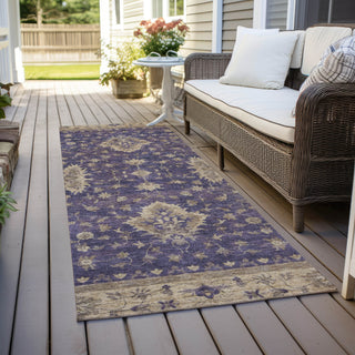 Piper Looms Chantille Border ACN1739 Purple Machine Washable Area Rug Runner Outdoor Lifestyle Image Feature