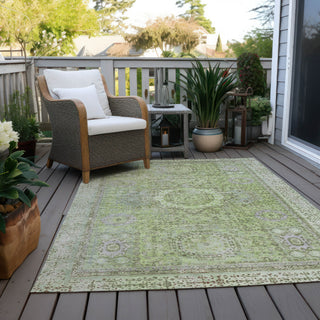 Piper Looms Chantille Border ACN1740 Aloe Machine Washable Area Rug Outdoor Lifestyle Image Feature