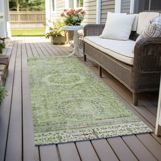 Piper Looms Chantille Border ACN1740 Aloe Machine Washable Area Rug Runner Outdoor Lifestyle Image Feature