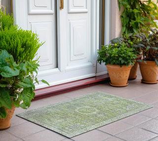 Piper Looms Chantille Border ACN1740 Aloe Machine Washable Area Rug Scatter Outdoor Lifestyle Image Feature