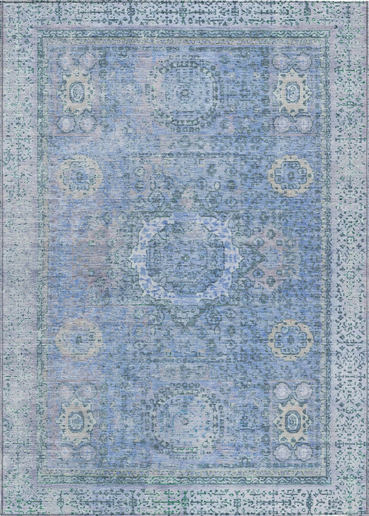 Piper Looms Chantille Border ACN1740 Blue Machine Washable Area Rug main image