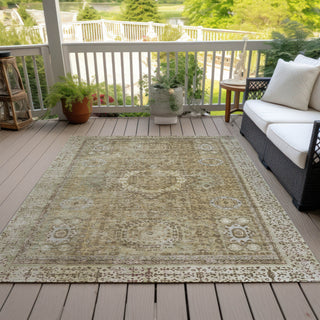 Piper Looms Chantille Border ACN1740 Brown Machine Washable Area Rug Outdoor Lifestyle Image Feature