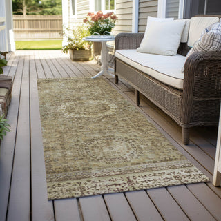 Piper Looms Chantille Border ACN1740 Brown Machine Washable Area Rug Runner Outdoor Lifestyle Image Feature