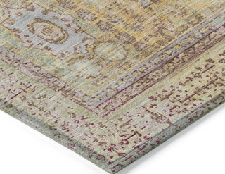 Piper Looms Chantille Border ACN1740 Gold Machine Washable Area Rug Corner Image
