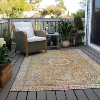 Piper Looms Chantille Border ACN1740 Gold Machine Washable Area Rug Outdoor Lifestyle Image Feature