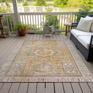 Piper Looms Chantille Border ACN1740 Gold Machine Washable Area Rug Outdoor Lifestyle Image Feature
