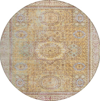 Piper Looms Chantille Border ACN1740 Gold Machine Washable Area Rug Round Main Image