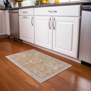 Piper Looms Chantille Border ACN1740 Gold Machine Washable Area Rug Scatter Lifestyle Image Feature
