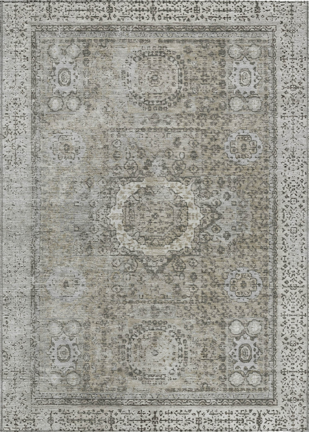 Piper Looms Chantille Border ACN1740 Pewter Machine Washable Area Rug ...