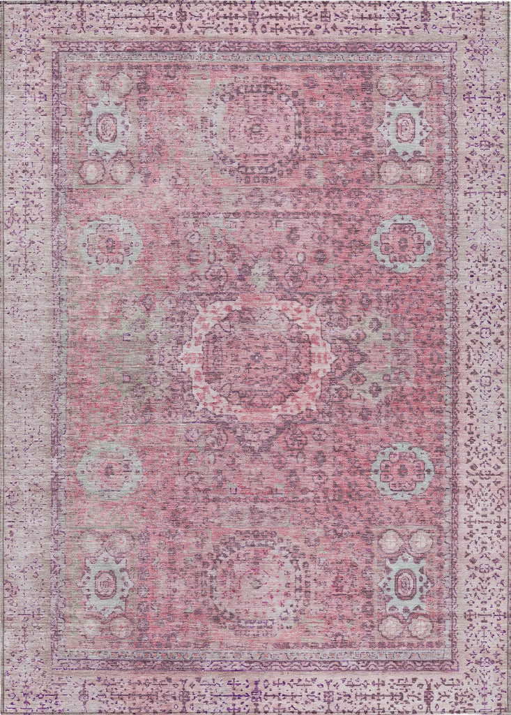 Piper Looms Chantille Border ACN1740 Pink Machine Washable Area Rug main image