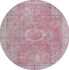 Piper Looms Chantille Border ACN1740 Pink Machine Washable Area Rug Round Main Image