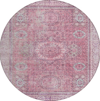 Piper Looms Chantille Border ACN1740 Pink Machine Washable Area Rug Round Main Image