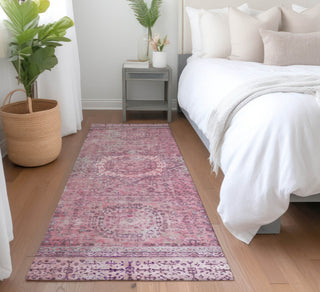 Piper Looms Chantille Border ACN1740 Pink Machine Washable Area Rug Runner Lifestyle Image Feature