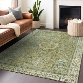 Piper Looms Chantille Border ACN1740 Sage Machine Washable Area Rug Lifestyle Image Feature