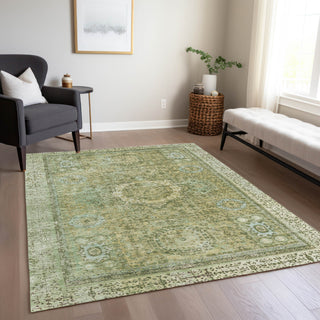 Piper Looms Chantille Border ACN1740 Sage Machine Washable Area Rug Lifestyle Image Feature