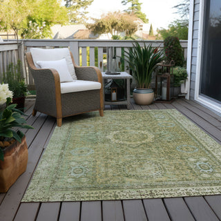Piper Looms Chantille Border ACN1740 Sage Machine Washable Area Rug Outdoor Lifestyle Image Feature