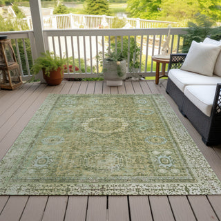 Piper Looms Chantille Border ACN1740 Sage Machine Washable Area Rug Outdoor Lifestyle Image Feature