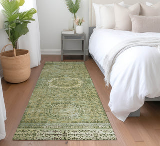 Piper Looms Chantille Border ACN1740 Sage Machine Washable Area Rug Runner Lifestyle Image Feature