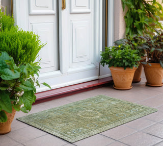 Piper Looms Chantille Border ACN1740 Sage Machine Washable Area Rug Scatter Outdoor Lifestyle Image Feature