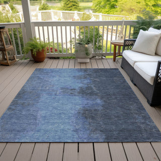 Piper Looms Chantille Modern ACN1742 Navy Machine Washable Area Rug Outdoor Lifestyle Image Feature