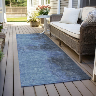 Piper Looms Chantille Modern ACN1742 Navy Machine Washable Area Rug Runner Outdoor Lifestyle Image Feature