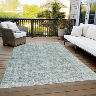Piper Looms Chantille Global ACN1744 Teal Machine Washable Area Rug Outdoor Lifestyle Image Feature