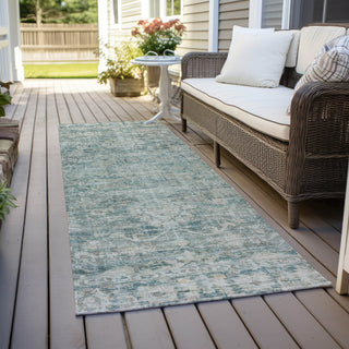 Piper Looms Chantille Global ACN1744 Teal Machine Washable Area Rug Runner Outdoor Lifestyle Image Feature
