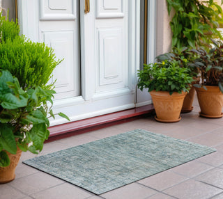 Piper Looms Chantille Global ACN1744 Teal Machine Washable Area Rug Scatter Outdoor Lifestyle Image Feature