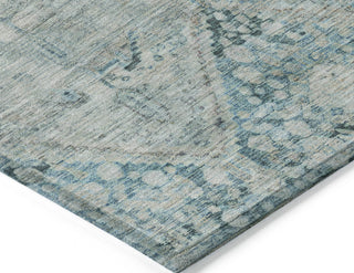 Piper Looms Chantille Geometric ACN1745 Blue Machine Washable Area Rug Corner Image