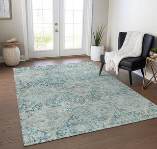 Piper Looms Chantille Geometric ACN1745 Blue Machine Washable Area Rug Lifestyle Image Feature