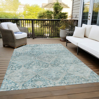 Piper Looms Chantille Geometric ACN1745 Blue Machine Washable Area Rug Outdoor Lifestyle Image Feature