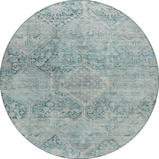 Piper Looms Chantille Geometric ACN1745 Blue Machine Washable Area Rug Round Main Image