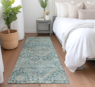 Piper Looms Chantille Geometric ACN1745 Blue Machine Washable Area Rug Runner Lifestyle Image Feature
