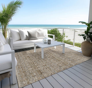 Piper Looms Chantille Stripe ACN1746 Brown Machine Washable Area Rug Outdoor Lifestyle Image Feature
