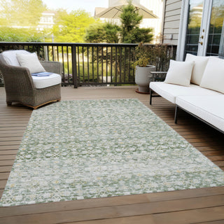 Piper Looms Chantille Stripe ACN1747 Green Machine Washable Area Rug Outdoor Lifestyle Image Feature