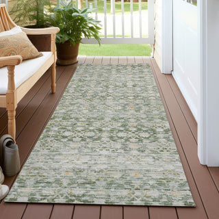 Piper Looms Chantille Stripe ACN1747 Green Machine Washable Area Rug Runner Outdoor Lifestyle Image Feature