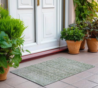 Piper Looms Chantille Stripe ACN1747 Green Machine Washable Area Rug Scatter Outdoor Lifestyle Image Feature