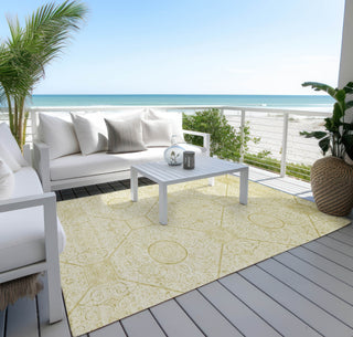 Piper Looms Chantille Geometric ACN1748 Wheat Machine Washable Area Rug Outdoor Lifestyle Image Feature