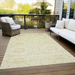 Piper Looms Chantille Geometric ACN1748 Wheat Machine Washable Area Rug Outdoor Lifestyle Image Feature